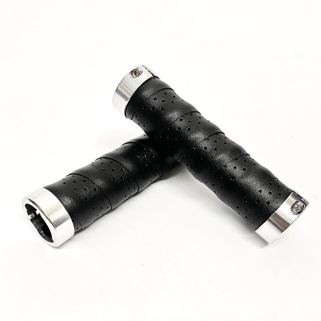 Handsome Black Leather Bicycle Grips